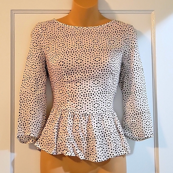 Ella Moss Tops - Peplum polka dot blouse